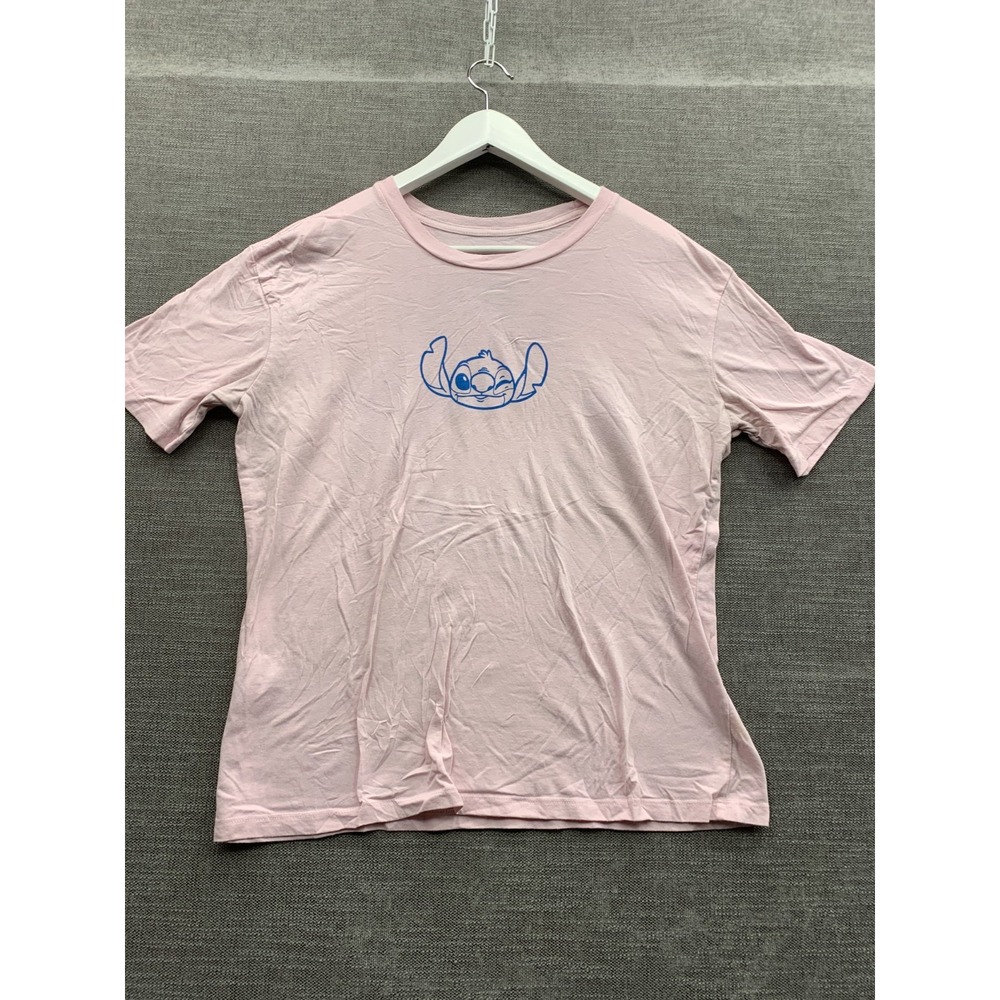 Disney Lilo & Stitch Stay Weird T-Shirt Womens Light Pink Graphic Crew Neck